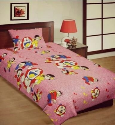 Cotton Doremon Printed Single Bed Sheet