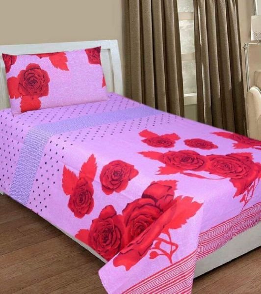 Cotton Flower Printed Single Bed Sheet