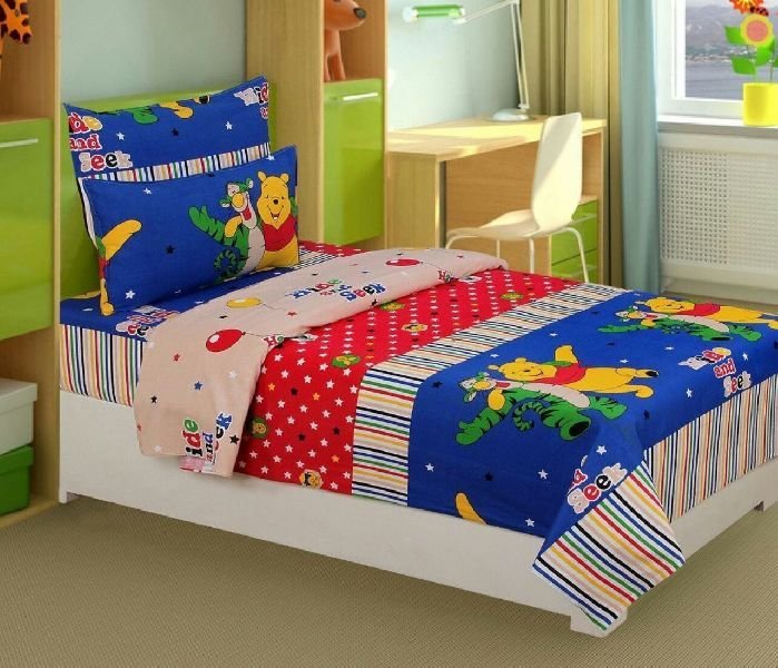 Cotton Winne Pooh Printed Single Bed Sheet