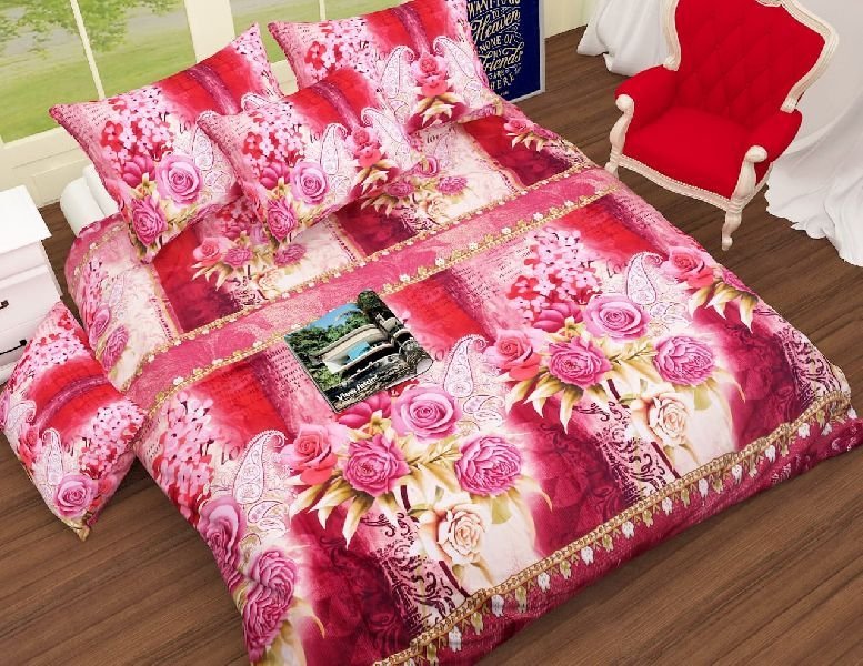 Flower Printed Baby Pink Comforter Set