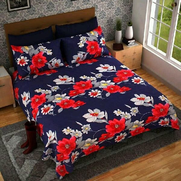 Flower Printed Poly Cotton Bed Sheets
