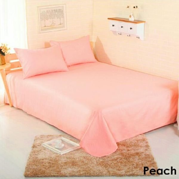 Peach Color Plain Bed Sheet