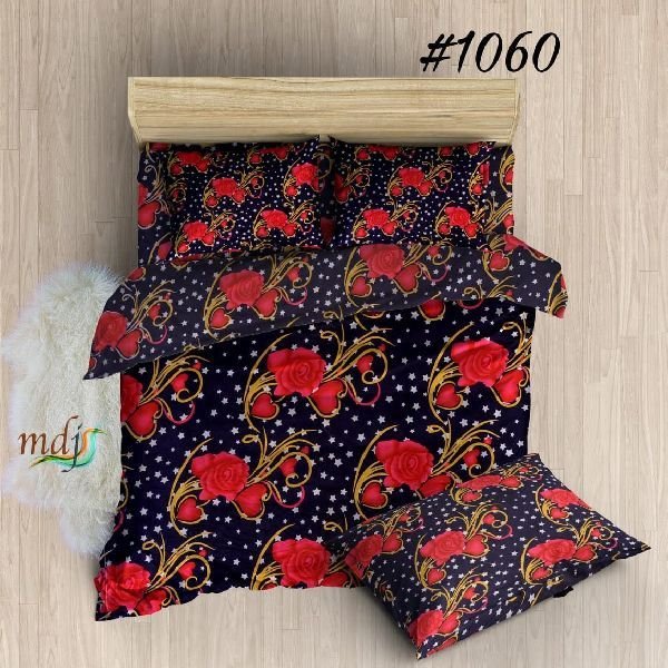 Rose Printed Poly Cotton Bed Sheets