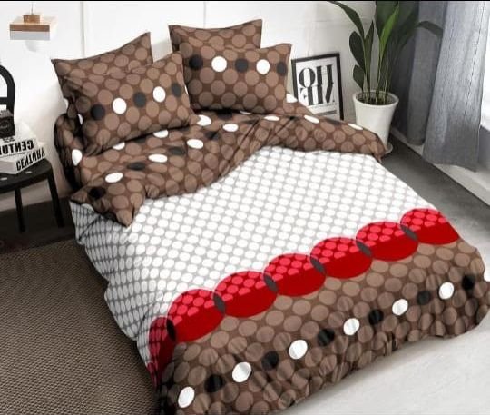 White & Brown Designer Cotton Bed Sheets