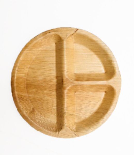 3 Partition Areca Leaf Round Plate