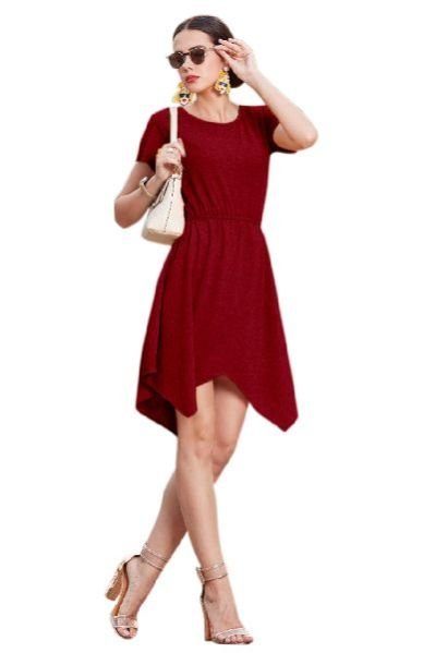 D-222 Vegas Maroon Western Dress 02