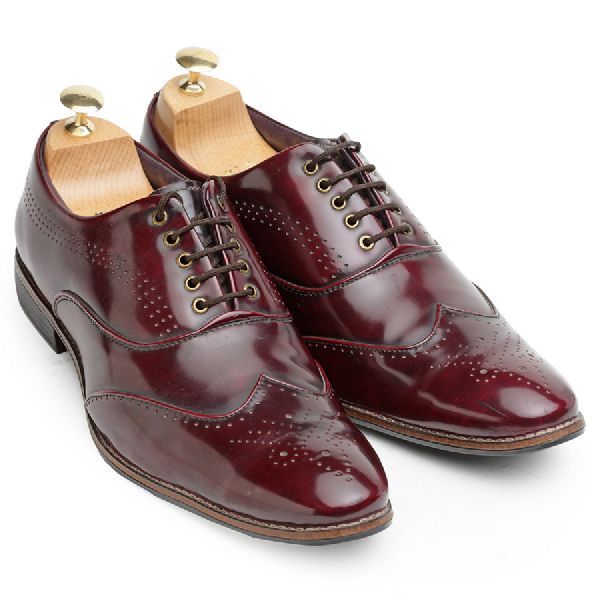 Faux Leather Wine Brogue Shoes 01