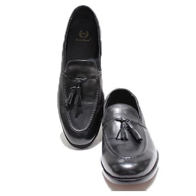 Pure Leather Tassel Black Slip Ons 03