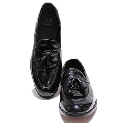 Pure Leather Tassel Patent Black Slip Ons 02