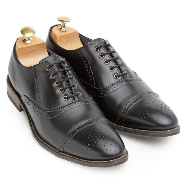 Faux Leather Oxford Black Brogue Shoes 01