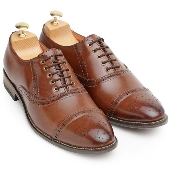Faux Leather Oxford Brown Brogue Shoes 01