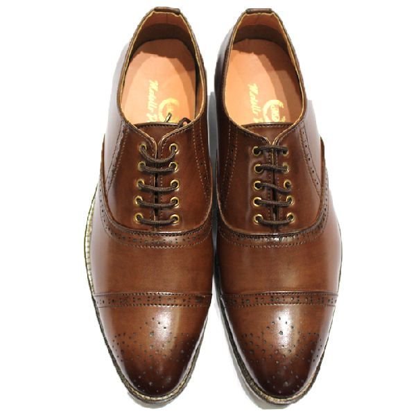 Faux Leather Oxford Brown Brogue Shoes 02