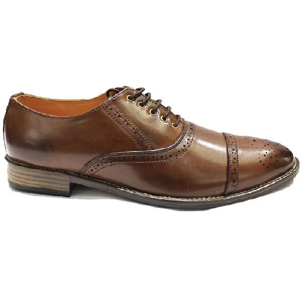 Faux Leather Oxford Brown Brogue Shoes 03