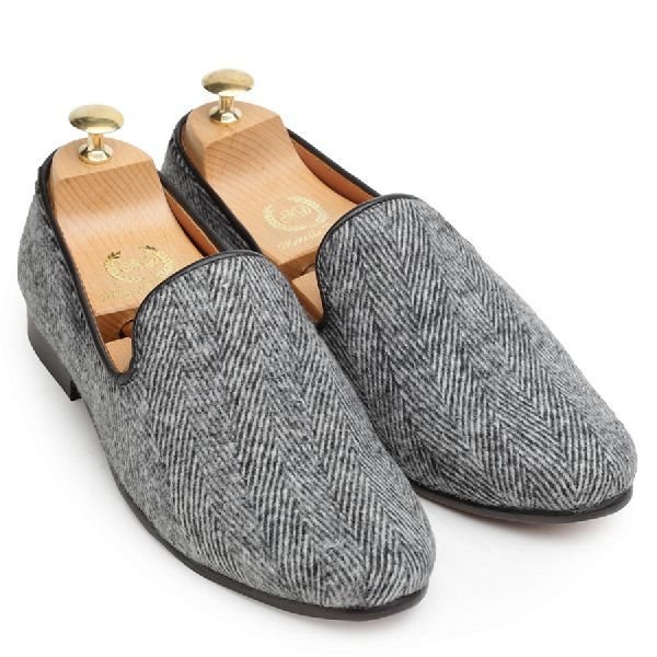 Faux Leather Light Grey Slip Ons 01