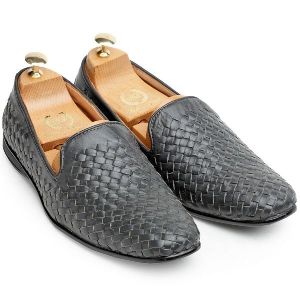 Dark Grey Woven Moccasins 01