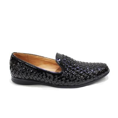Patent Black Woven Moccasins 02