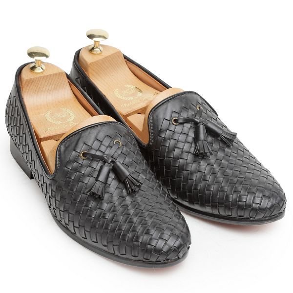 Tassel Black Woven Moccasins 01