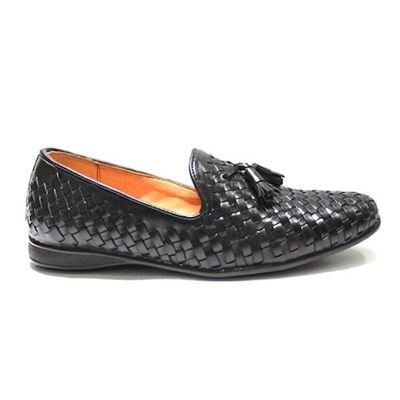 Tassel Black Woven Moccasins 03