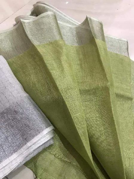 Linen Saree with Silver Border 04