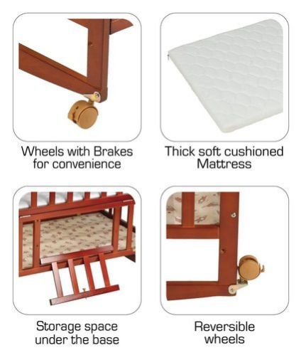 Wooden Baby Cot with Wheel 05