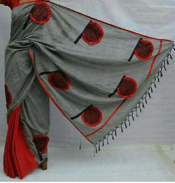 Applique Work Half And Half Sarees