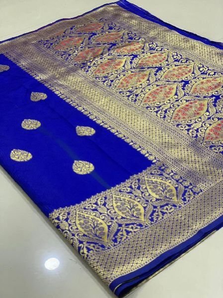 Dark Blue Traditional Banarasi Silk Sarees 01