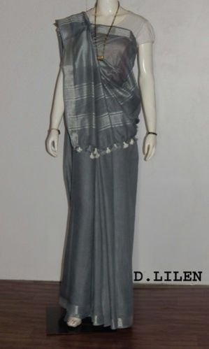 Grey Linen Saree