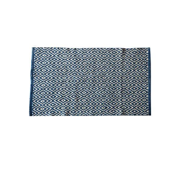 Blue Diamond Pattern Cotton Rug 01