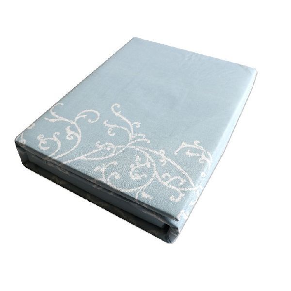 Cyan Floral Design Cotton Double Bed Sheet Set 01