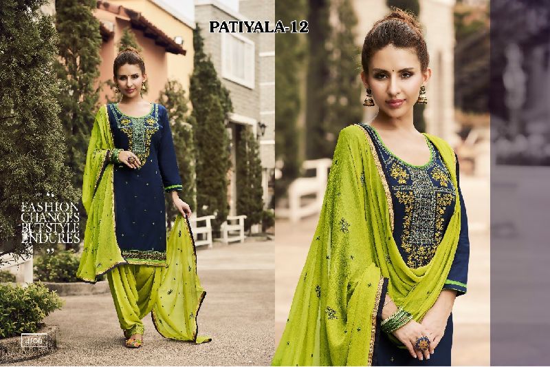 12 Cotton Embroidered Patiala Suit