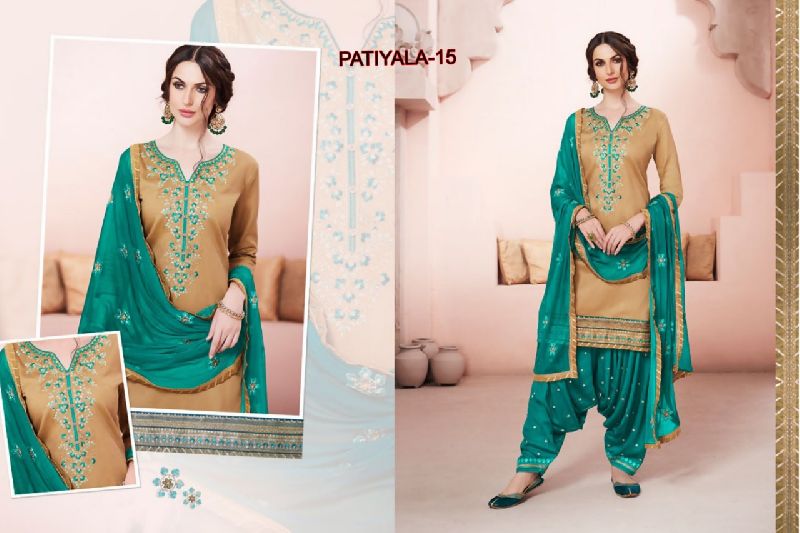 15 Cotton Embroidered Patiala Suit