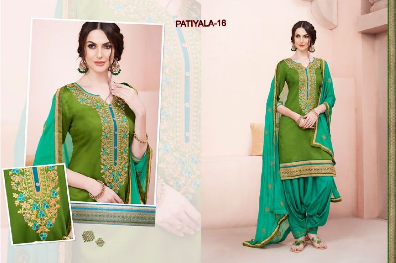 16 Cotton Embroidered Patiala Suit
