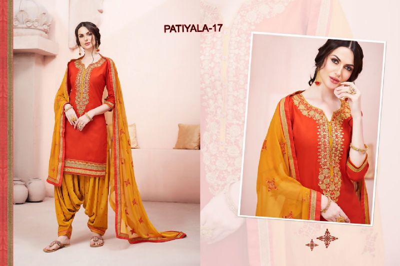 17 Cotton Embroidered Patiala Suit
