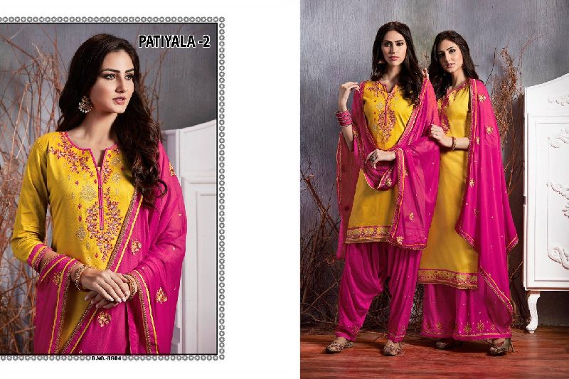 2 Cotton Embroidered Patiala Suit