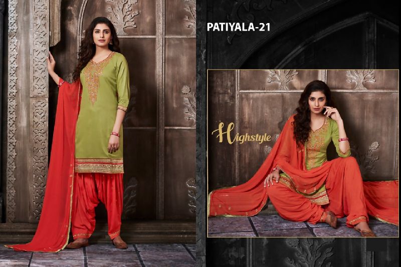 21 Cotton Embroidered Patiala Suit