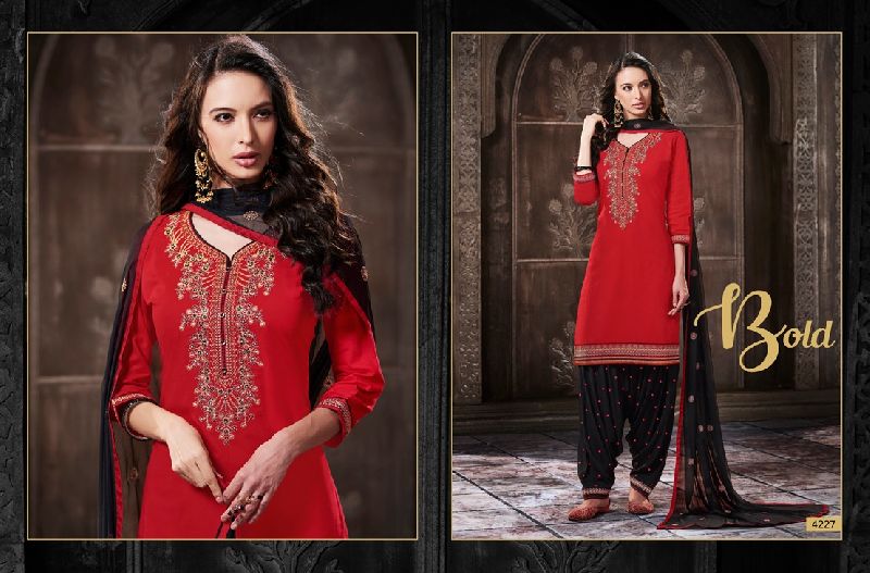 4227 Cotton Embroidered Patiala Suit
