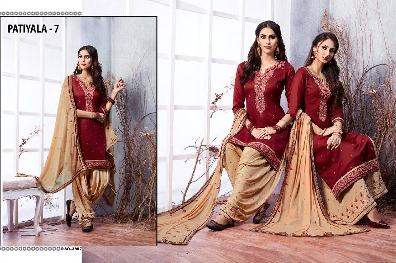 7 Cotton Embroidered Patiala Suit