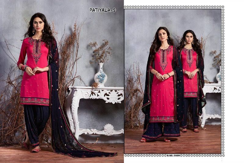 9 Cotton Embroidered Patiala Suit