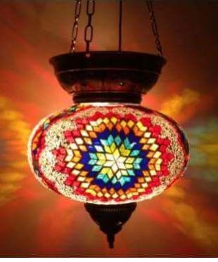 JSE-195 Glass T-Light Mosaic Hanging Lamp