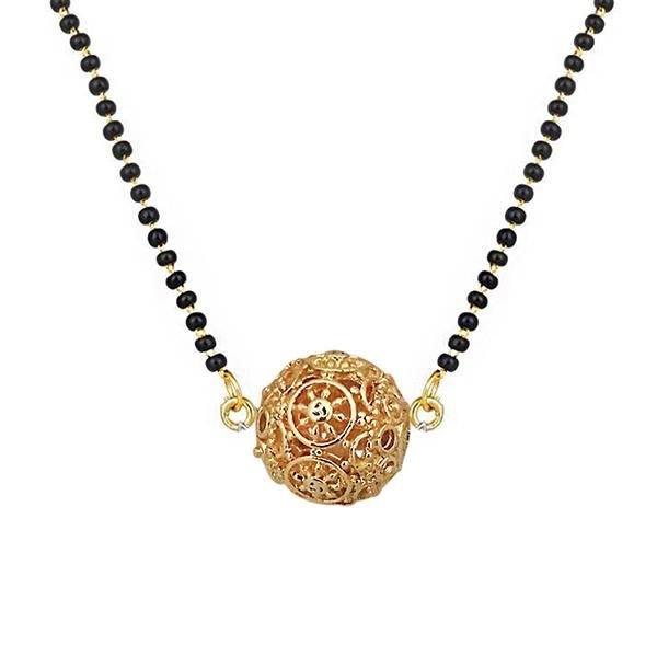 Tip Top Fashions Gold Plated Black Beads Mangalsutra Set 01