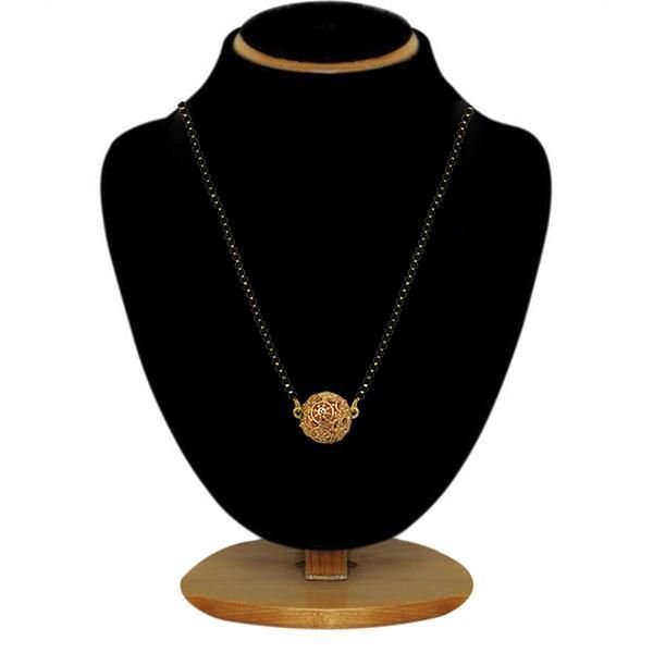 Tip Top Fashions Gold Plated Black Beads Mangalsutra Set 02