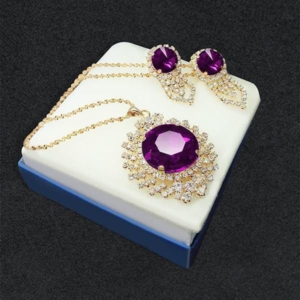Tip Top Fashions Purple Austrian Stone Pendant Set 02