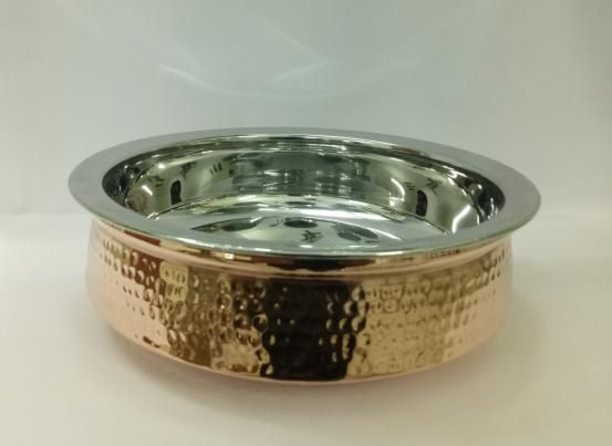 Copper Steel With Glass Lid Hammered Handi 02