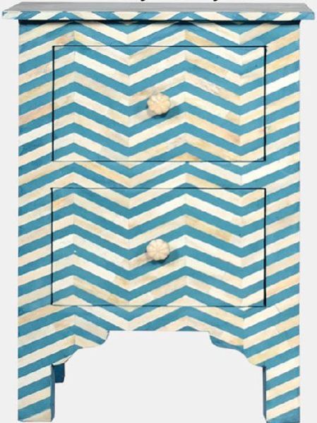 MB201 Bone Inlay Bedside Table