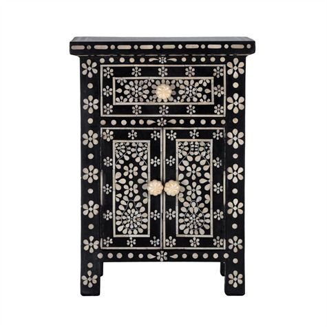 MB202 Bone Inlay Bedside Table