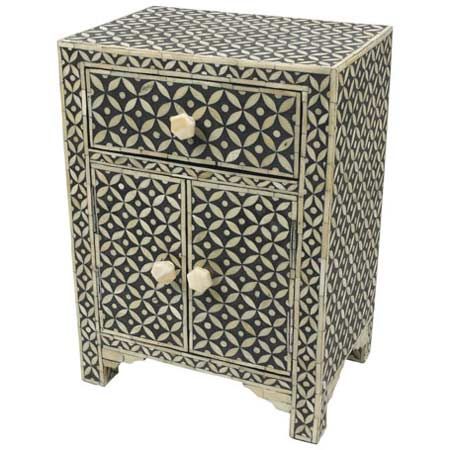 MB210 Bone Inlay Bedside Table