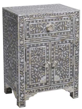 MB211 Bone Inlay Bedside Table