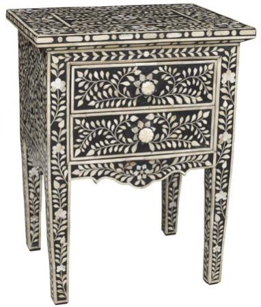 MB212 Bone Inlay Bedside Table