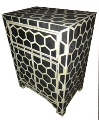 MB251 Bone Inlay Bedside Table
