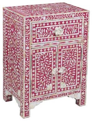 MB255 Bone Inlay Bedside Table